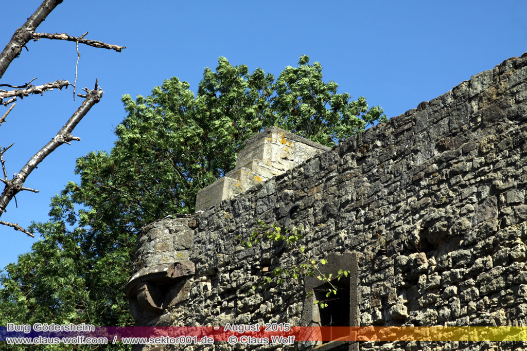 Die Burg G&ouml;dersheim ist die Ruine einer sp&auml;tgotischen Wasserburg wenige Kilometer von Wollersheim entfernt, einem Stadtteil von Nideggen im nordrhein-westf&auml;lischen Kreis D&uuml;ren. Sie befindet sich im Tal des Neffelbaches und steht seit dem 22. Oktober 1993 unter Denkmalschutz. &nbsp; Als mit dem Tod Regine Petronellas von Merode die Familienlinie 1826 erlosch, kam die Burg G&ouml;dersheim � ebenso wie die Burg J&uuml;ngersdorf � per Erbschaft an die Familie des D&uuml;sseldorfer Rentmeisters Graef, dessen Erben den Besitz in mehreren Teilen verkauften. Die Burg erwarb die Familie Meiss aus Wollersheim. Einige ihrer Mitglieder bewohnten das Burghaus noch bis zum Jahr 1865, dann verfiel die Anlage allm&auml;hlich und wurde zur Ruine. &nbsp; Um die Ruine stand von 1959 bis in das 21. Jahrhundert eine Au�enstelle der Rheinischen Kliniken D&uuml;ren. Eigent&uuml;mer der Burgruine und des umliegenden Gel&auml;ndes ist der Landschaftsverband Rheinland.