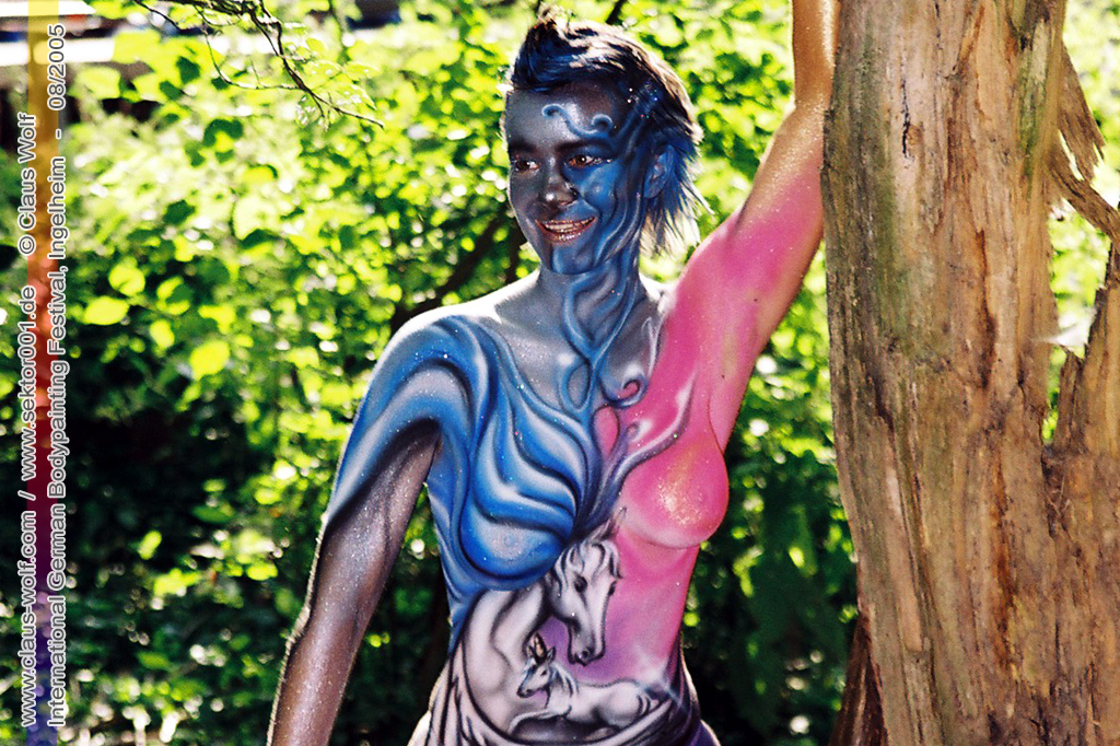 People, Portrait, Fashion, Bodypainting, Studio oder Outdoor - &nbsp;: German Bodypainting Festival 2005: Model: Michaela, &nbsp; K&uuml;nstler (Airbrush): Claus Dirscherl - Platz 5